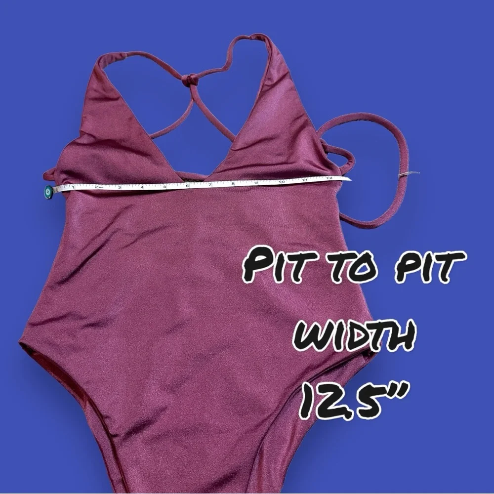 NWOT Jouse De Sable X REVOLVE Amber One Piece in metallic light plum. Size XS 🌴 - Picture 5 of 9